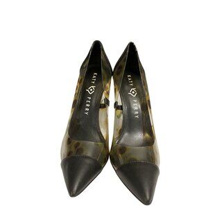 Katy Perry The Meline women's Size 8 Black Floral Transparent Pumps Heels shoes